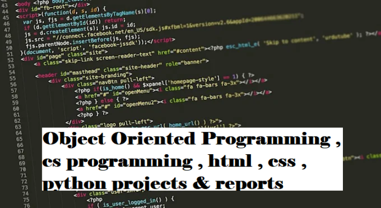 I will help in  Object Oriented Programming , cs programming , html , css , python projects, reports